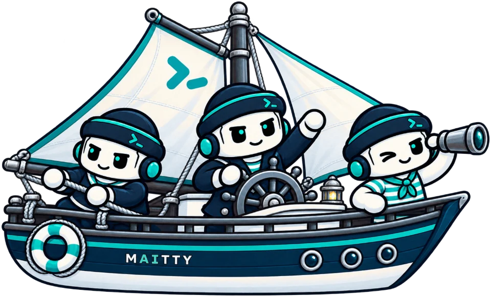 The Maitty ship, crewed by robot sailors